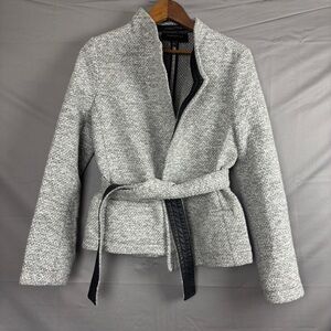 Banana Republic Heather Gray Belted Textured Jacket
